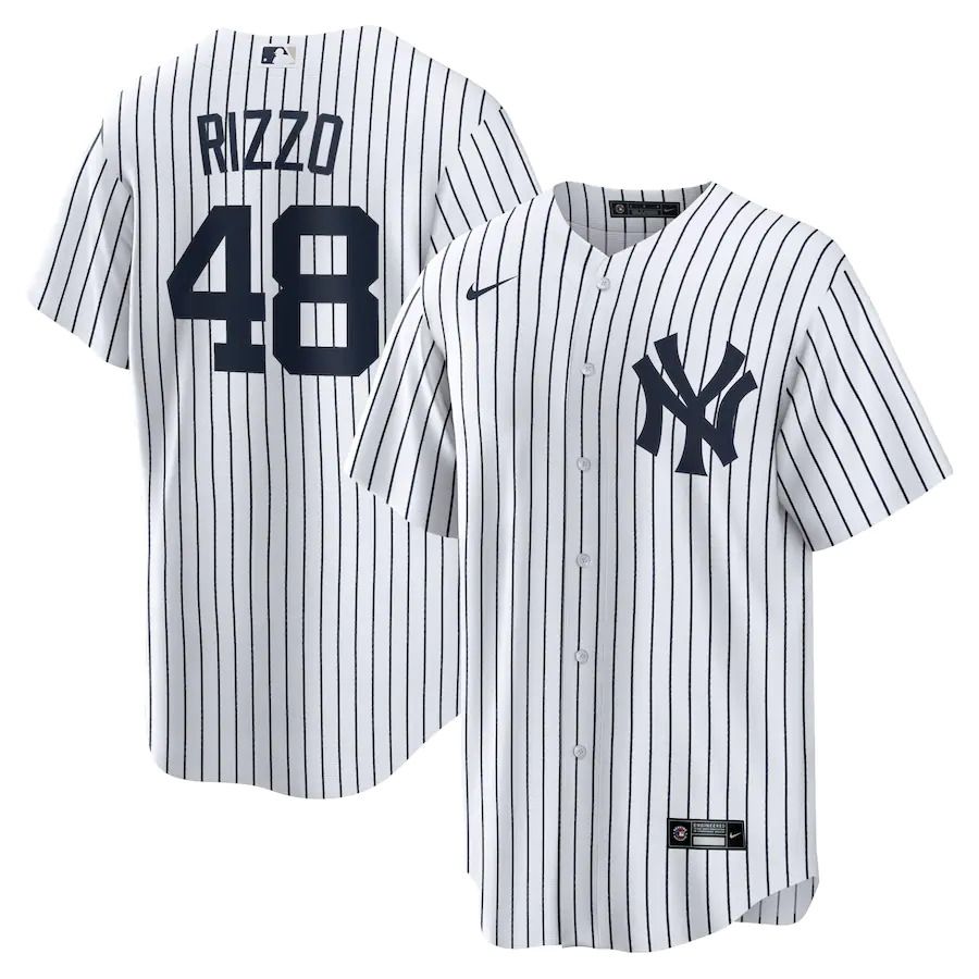 Custom Men New York Yankees #48 Anthony Rizzo Nike White Home Official Replica Player MLB Jersey